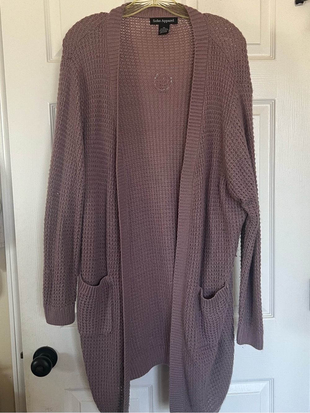 Soho Apparel Mauve Purple Open-Front Longer Cardigan Sweater XL
